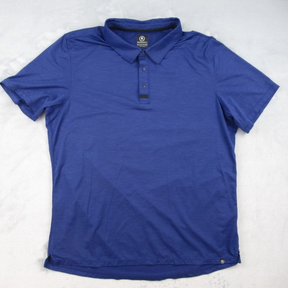 Backcountry Polo Shirt Mens XL Blue Short Sleeve M603 Snap Placket